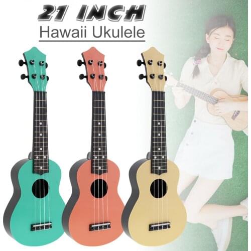 1 Set 21 Inch Soprano Ukulele Colorful Acoustic 4 Strings Hawaii Guitar Instrument for Children and Music Beginner