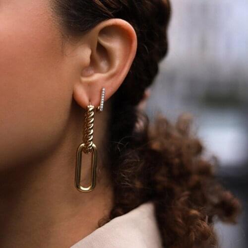 GorGor Dangle Earrings Women Originality Statement Minimalist Twist Double Ring Sense of Luxury Fashion Party Jewelry DKE-1155