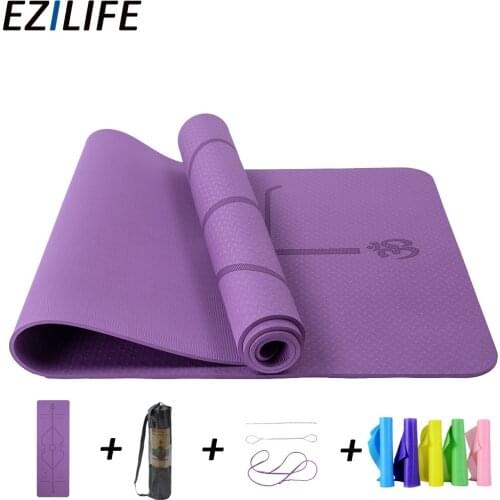 Mat for yoga and fitness and Pilates, thermoplastic elastomer with marking for gymnastics