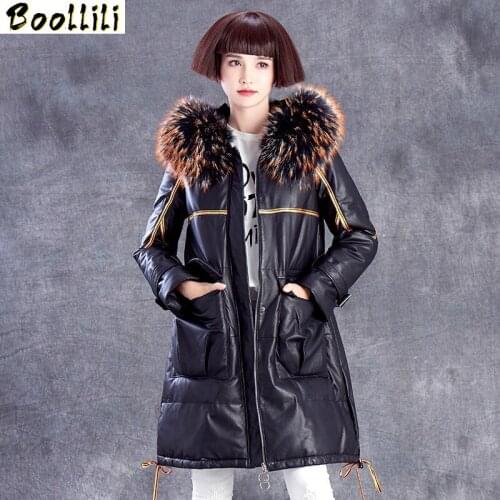 Boollili Genuine Leather Jacket Sheepskin Coat Women Clothes 2020 New Raccoon Fur Collar Duck Down Coat Winter Coat Women