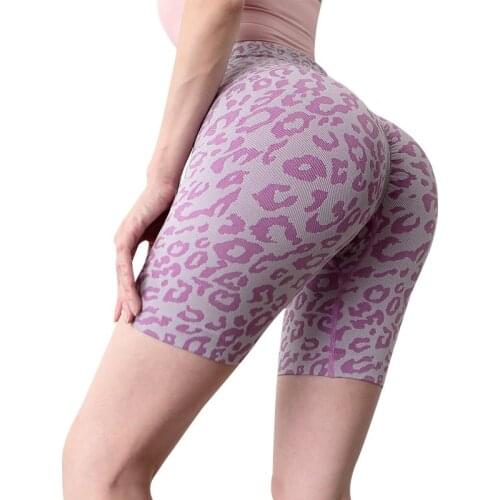 Leopard Seamless Sports Shorts For Women Push Up Short Leggings High Waist Gym Yoga Shorts Tummy Control Workout Fitness Shorts