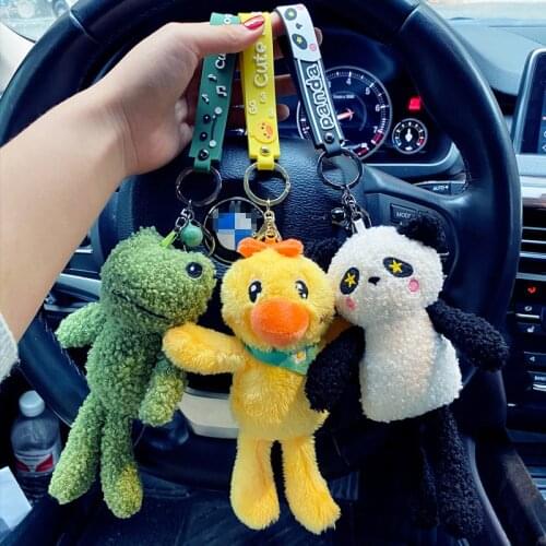 Cute Cartoon Animal Plush Toy Keychain Big Frog Panda Duck Doll Keyring Couple Girl Friend Kids Backpack Keychain Gift