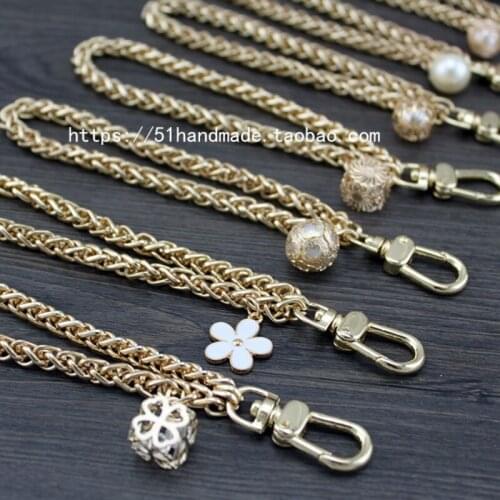 Fashion 7mm Thick Handbag Small Handle With Wrist Lantern Chain Hand DIY Bag Light Gold Metal Accessories For Woven