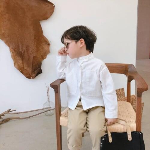 Fashion Autumn Children Shirts Cotton Linen Shirt Boy Loose Casual Solid Thicken Long Sleeve Shirt Kids Tops Girl Warm Clothes