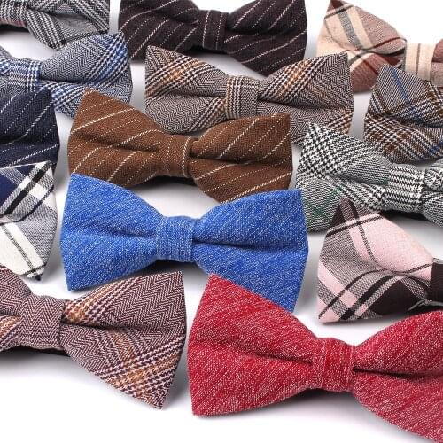 New Classic Plaid Bow ties Adjustable Tuxedo Mens Bow Tie Cotton Bowtie For Men Winter Tie For Business Wedding