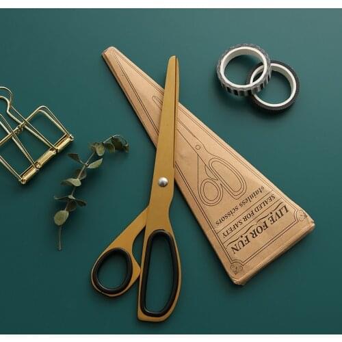 1 PC Simple Nordic Style Asymmetry Gold Stainless Steel Scissors for Paper Cutting DIY Tools Art School Office Supplies
