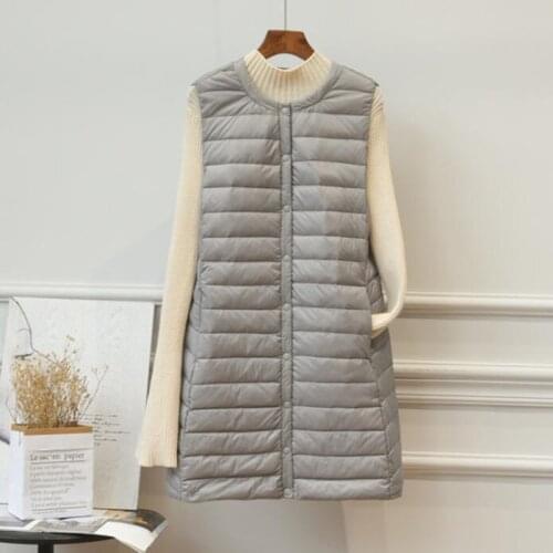 SEDUTMO Autumn Plus Size 3XL Long Down Vest Women Ultra Light Jackets Winter Basic Waistcoat Slim Coat ED1078