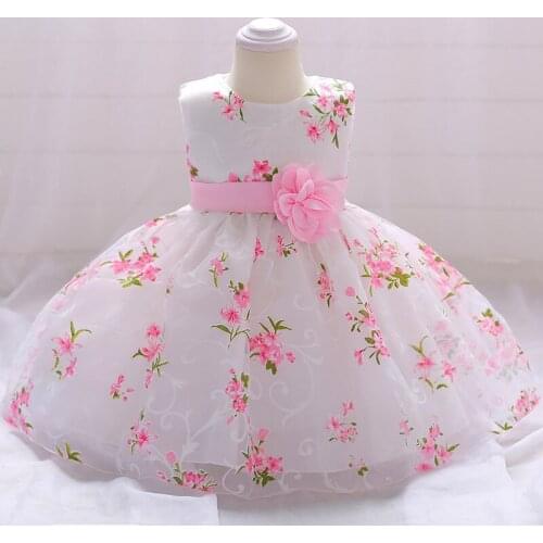 KEAIYOUHUO Newborn Clothes Baby Flowers Princess Dresses For Girls 1 Year Birthday Dress Infant Party Dress Wedding Gown Vestido