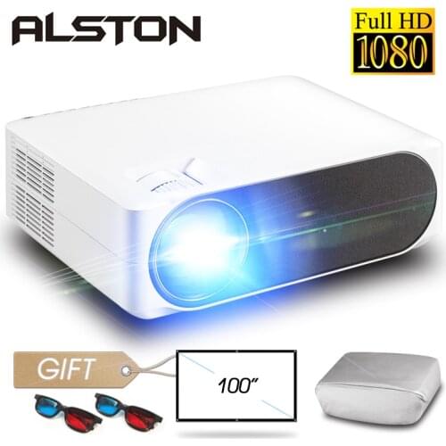 ALSTON M19 Full HD 1080P Projector 4K 5800 Lumens Cinema Android WiFi Bluetooth VGA AV HDMI-compatible USB with Gift