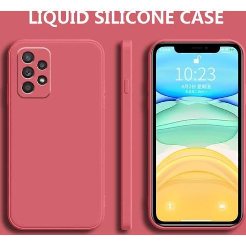 Square Liquid Silicone Case Original For Samsung Galaxy A52 A72 A32 5G S21 Ultra S20 FE S10 E Note 20 Plus Shockproof TPU Cover