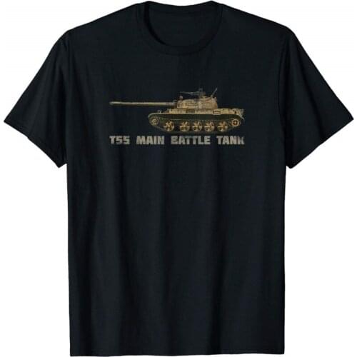 T55 Russian Army Tank T-Shirt Gift Distressed Illustration Newest 2019 New Cross Fit Fashion O-Neck Brand MenS Tee Shirts