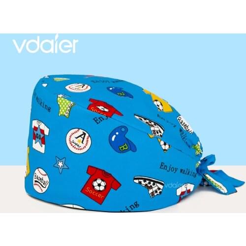 Unisex cartoon very good quality Hats for Women and man Adjustable Medical Scrub Cap for Long Hair Working Hat for Doctor Nurse