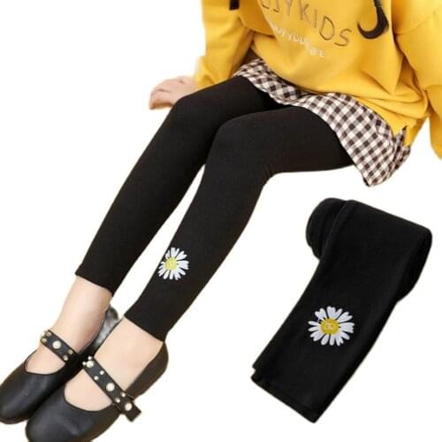 Cute Kids Daisy Print Leggings Girls Warm Winter Fall Trousers for Children Rabbit Skinny Pencil Pants Fashion Soft Girl Legging