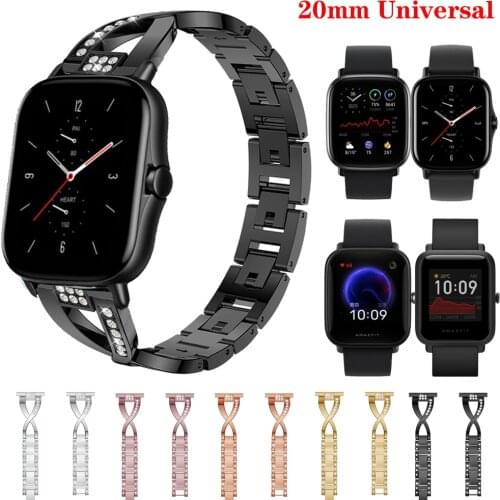 For Huami Amazfit GTS 2 / mini POP Amazfit Bip U Stainless Steel Strap band Replacement 20mm Watchband Metal Aolly Bracelet GTS2