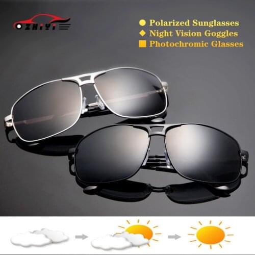 Special Car Driving Glasses At Night Men Polarized Photochromic Sunglasses Square Night Vision Sun glasses Anti-Glare Anti-UV