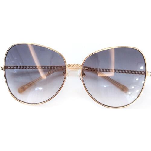 Fashion Oval Sunglasses For Women 2019 Luxury Alloy Frame Shades With Chain High Quality Sun Glasses With Box