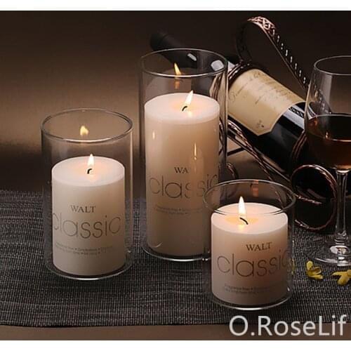 The Glass Candlestick Furnishings European Romantic Candlelight Dinner Candle Cup Nordic Hotel Wedding Smokeless Candle