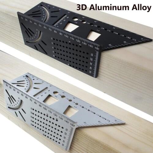 Aluminum Alloy 3D Mitre Angle Measuring Square 45 90 Degree Angle Ruler Punctuation Marking Gauge Framing plastic Protractor
