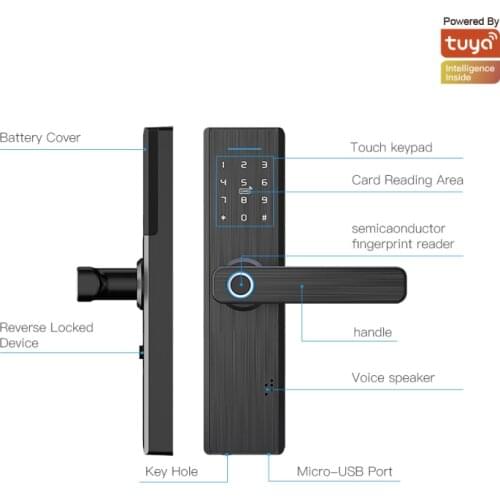 New Tuya WiFi Multiple Unlocking Fingerprint Lock, Security Intelligent Smart Lock With Smart Life Password RFID Door Lock