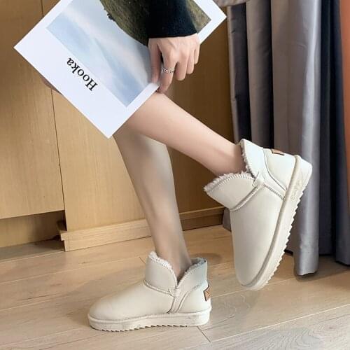 Waterproof Leather Fur Winter Boots Warm Wool Women Boots Classic Snow Boots Women Shoes Lady Ankle Shoes Zapatillas Muje U11-05