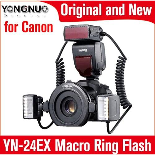 YONGNUO YN-24EX Macro Ring Flash Speedlite with 2 Flash Head 4 Adapter Rings for Canon Close-up Photography/Macro shooting