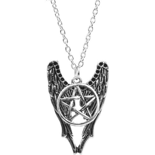 Movie Jewelry Angel Wings Pendant Wicca Dean Winchester Jensen Ackles Supernatural Amulet Pendant Necklace