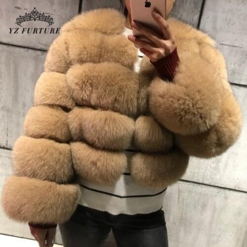 YZ Furture 2020 New Fashion Natural Real Blue Fox Fur Women Natural Genuine Fur Jackets Coats Female 5 Row Short Outerwear Girls
