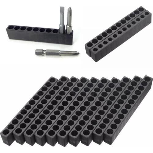 12-Holes Hex Shank Storage Screwdriver Head Bit Holder Tool Organizer 10 Pcs