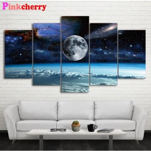5 Pieces Space Space Universe Moon Stars Diamond embroidery diamond painting cross stitch full square round drill 5d puzzle