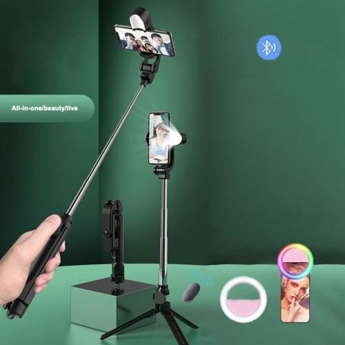 Wireless bluetooth Selfie Stick tripod foldable and monopod universal With fill light remote control selfie stick bluetooth