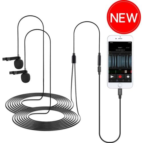 BOYA BY-M2D Digital Dual-Lavalier Microphone for iOS Devices iPhone iPad iPod Vlog Interview Shooting Youtube Live Stream