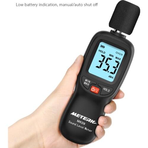Meterk 30-130dB(A) LCD Digital Sound Level Meter Noise Meter Decibel Monitoring Tester Volume Measuring Instrument
