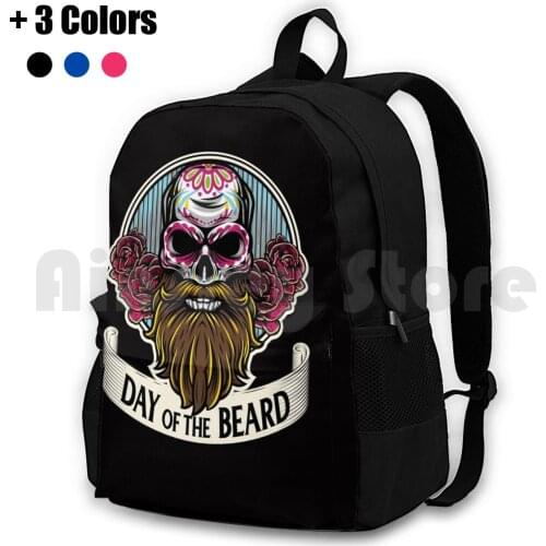 Day Of The Beard-Bearded Sugar Skull-Funny Day Of The Dead Dia De Los Muertos Outdoor Hiking Backpack Riding Climbing Sports
