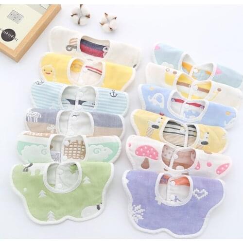 Baby Bibs 360 Degree Rotation 6 Layers Gauze Muslin Bibs Baby Bandana Burp Cloth Soft Newborn Infant Saliva Towel Baby Stuff