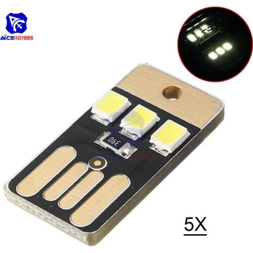 Diyamore 5PCS/Lot Mini 3 LED USB Light White Lamp Nightlight Camping Outdoor Portable for PC Power Bank