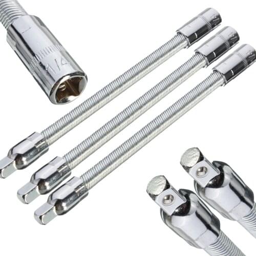 Doersupp 1PC 1/4" 6.3mm Drive Socket Tool Ratchet Flexible Extension Bars 6" 150mm Long