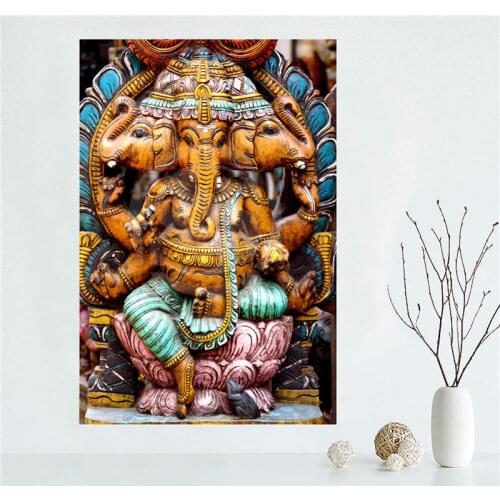 YJW523-L54 Custom ganesha god Canvas Painting Wall Silk Poster cloth print DIY Fabric Poster FF-44