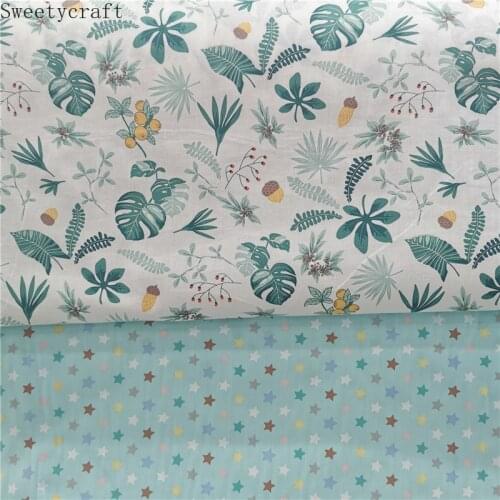 Leaves Colr Star Print Twill Fabric Cotton By Half Meter For Sewing Children Dress Bedding Patchwork Cloth hometextile 160x50cm