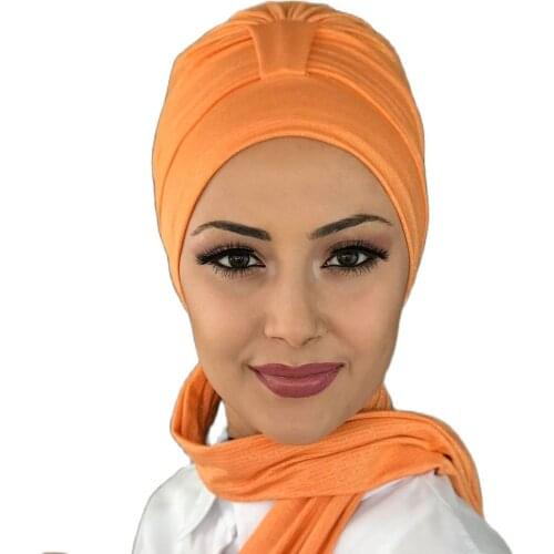 Islamic Fashion Muslim Hijab Lady Hijab 2021 Trend Scarf Bone Beanie Ready Shawl Scarf Buckle Hat Melons In Color Horsehair bone