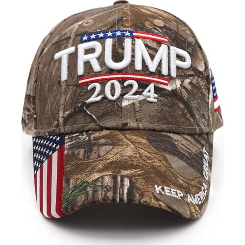 Donald Trump 2024 Cap Camouflage USA Flag Baseball Caps Keep America Great Again 2024 President Election Hat 3D Embroidery Hat