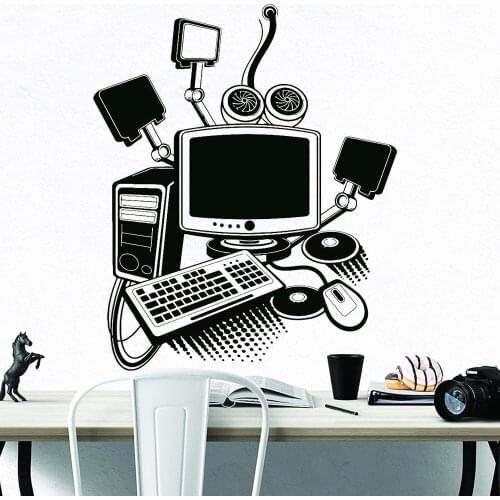 Computer Vinyl Wall Decal Decor Gamer Play Room Removable Kids Room Art Mural Modern Teen Room Wall Stickers Decoration Y344