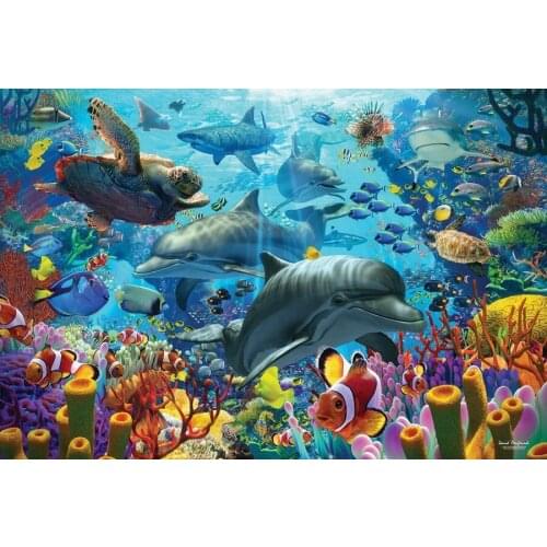 Coral Sea Daimond Painting Dolphins diamant Embroidery 5D Diy Diamond Mosaic Dog Cross Stitch kits home decoration stickers