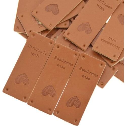 24PCS/lot Letter Printed Leather Label Tags Supplies For Hats Shoes Clothing Decoration DIY Handmade Sewing Craft