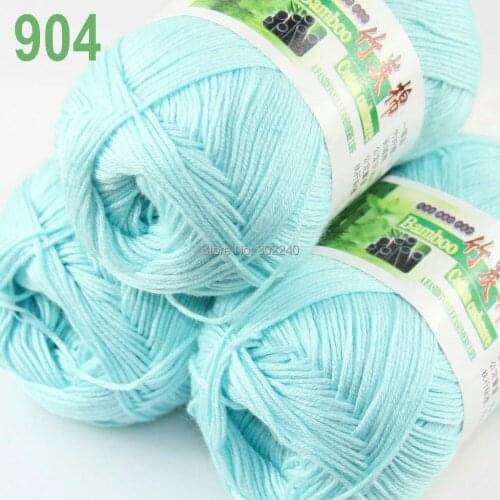Lot of 3 Skeins Super Soft Natural Bamboo Cotton Knitting Yarn Baby blue 904