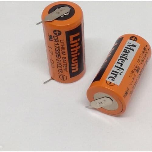 MasterFire 10pcs/lot New Original Sanyo PLC Lithium Battery CR17335 3V Batteries With Tabs CR17335(3VOLTS)
