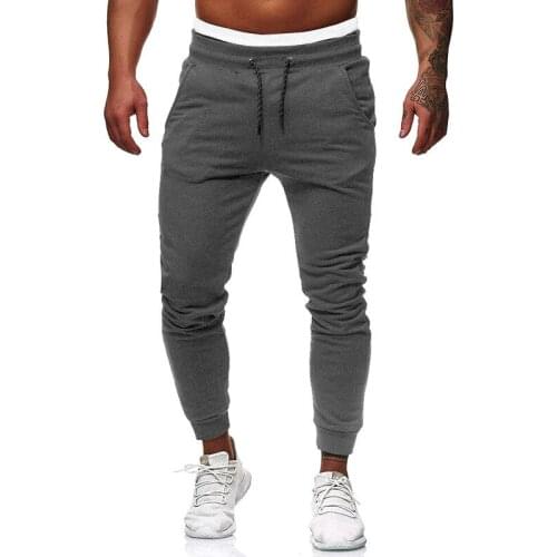 Mens Sport Long Pants Joggers Elastic Waist Casual Trousers High-Waist Gym Fitness Slim Long Pants Tracksuit Sweatpants