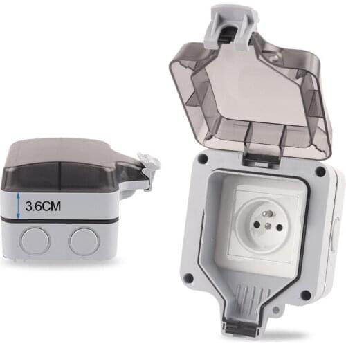 IP66 FR French Standard Waterproof Dustproof Outdoor Wall Socket Suitable large plug Outlet Power Switch For Home Workshop 16A