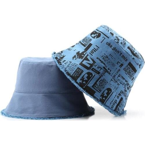 Doitbest 2021 Cotton Big Brim womans Bucket Hats For Women Printed edging Beach Travel Fisherman Hat Foldable mens Caps