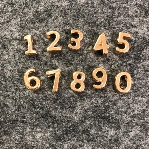 Fnixtar 2MM Hole Charm Mini Pendant 0-9 Gold Color Digital Alloy Metal Charms for Women Jewelry Making Number Charms 10pcs/lot