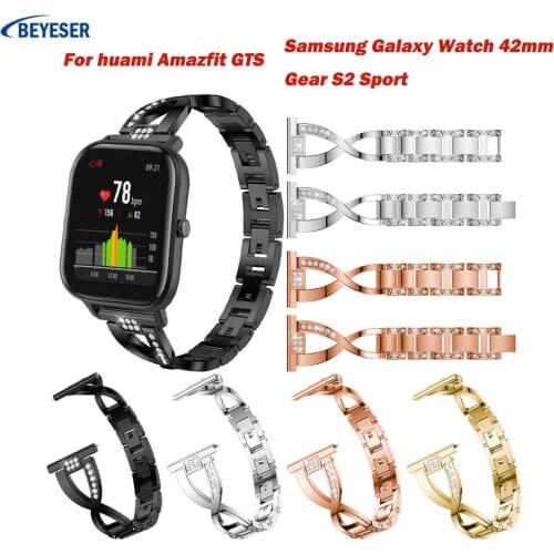 20mm new Women Wrist Belt for Huami Amazfit Bip S Youth GTR 42mm GTS Band Strap Diamond Bracelet with pin watch Accessories Belt